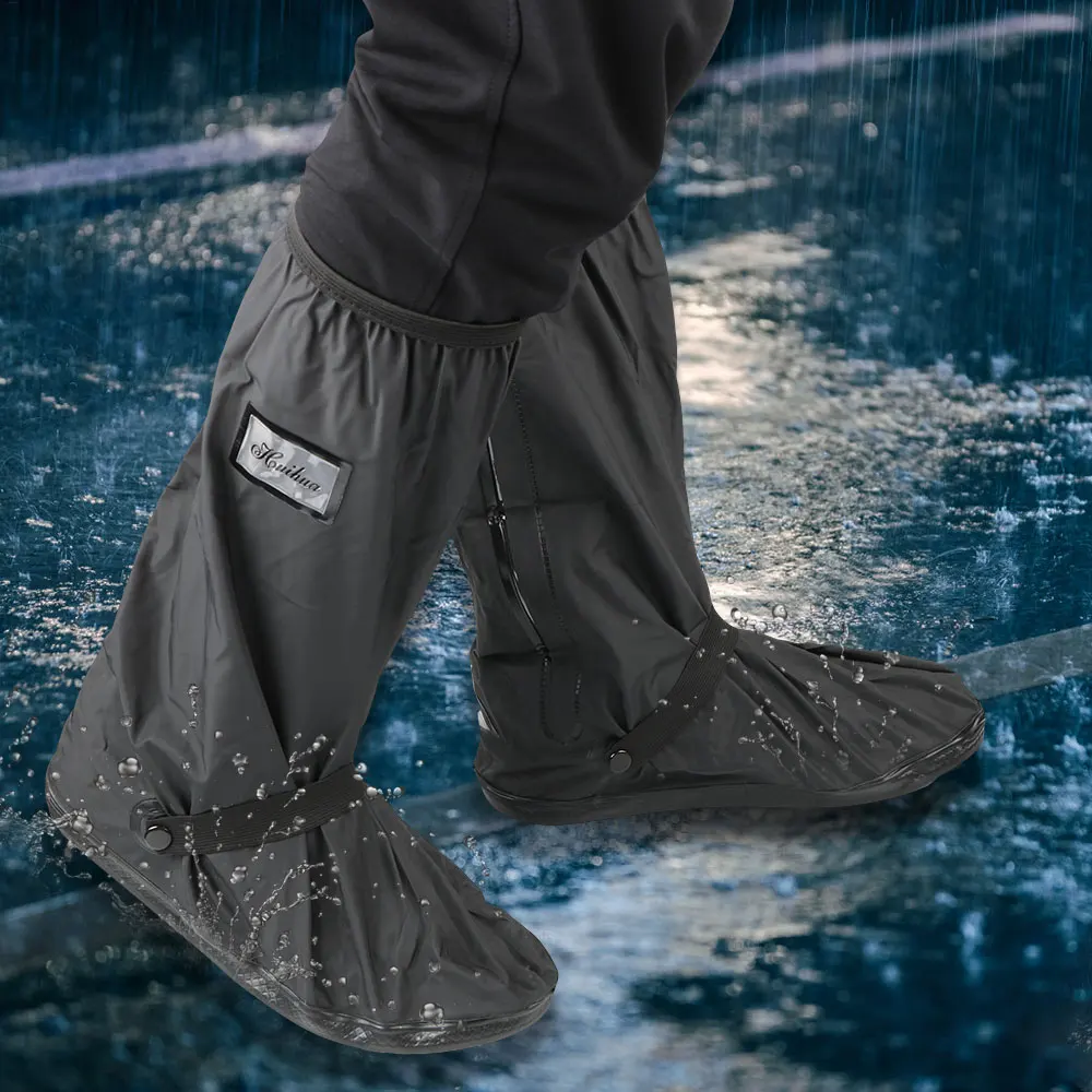 

1pair Boot Covers Non-Slip Reusable Waterproof Motorcycle Bike Rain Shoes Cover Unisex Shoes Protectors for Rainy Snowy Day