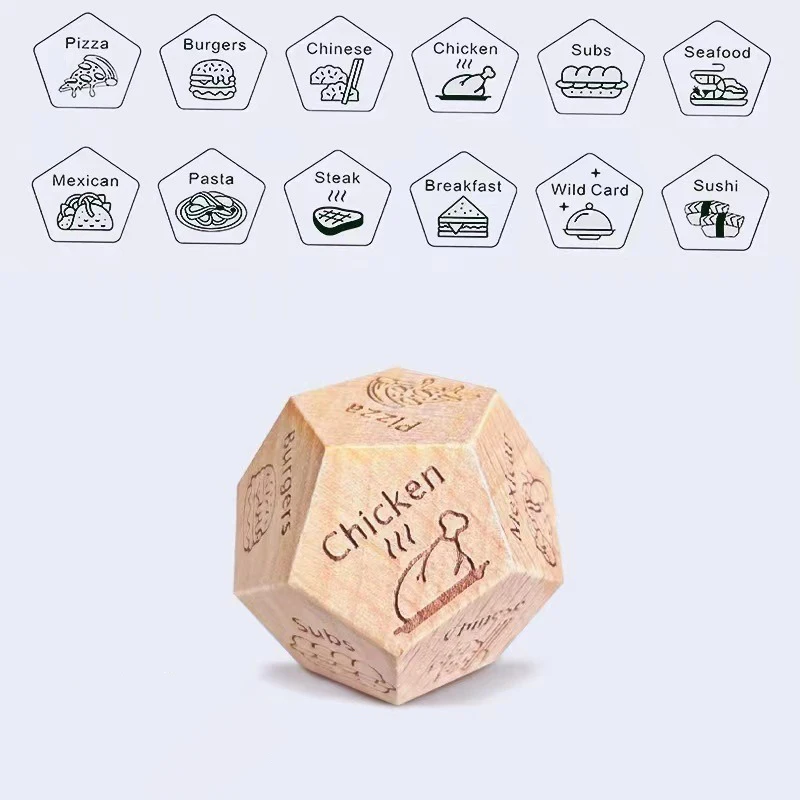 Food Decision Game Daily Life Choice Difficult Game Decision Fun Dice Wooden Birthday Christmas Gift Party 1pcs