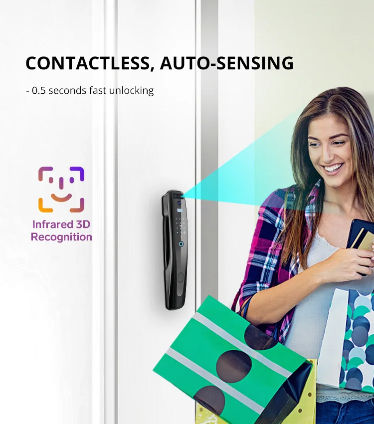 Smart Door Lock 3D Face Recognition Fingerprint Digital Wifi Lock with Connected