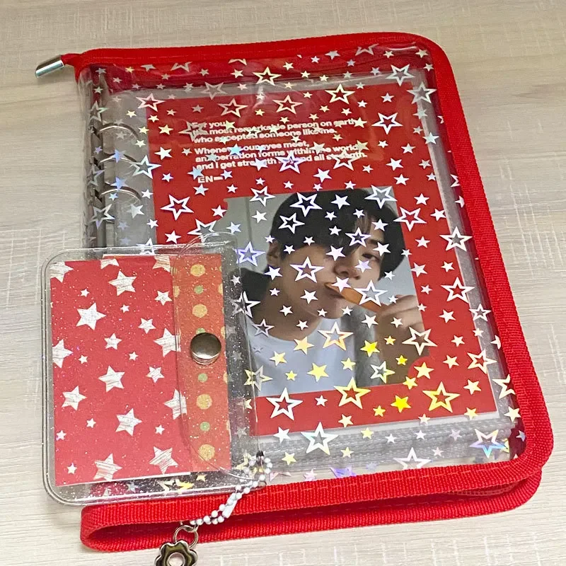 Red Star Glitter DIY Binder for Photocards and Planning