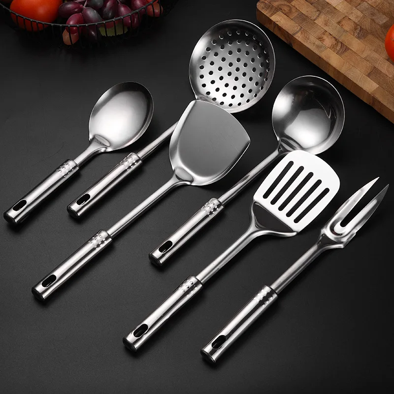 1pc/7pcs Kitchen Utensil Set Stainless Steel Cooking Utensils with Holder  Organizer Spatula Soup Spoon Colander Kitchen Gadgets - AliExpress