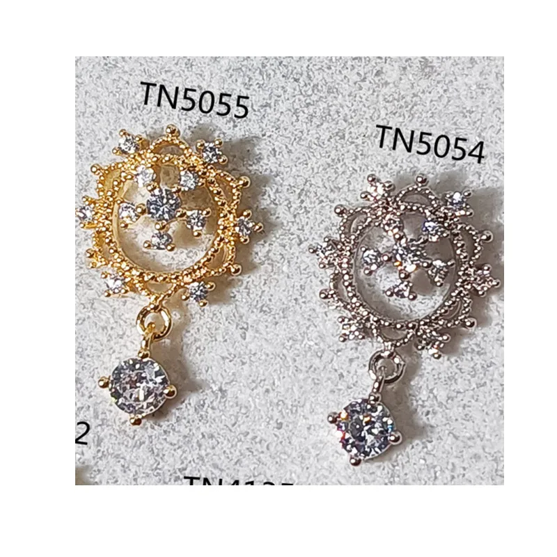 5pcs 2023 Newset Nails Accessories Zircon Metal Golden Luxury Design Nail Charms Japan Korea  Nail Decoration of Pendant gem 4