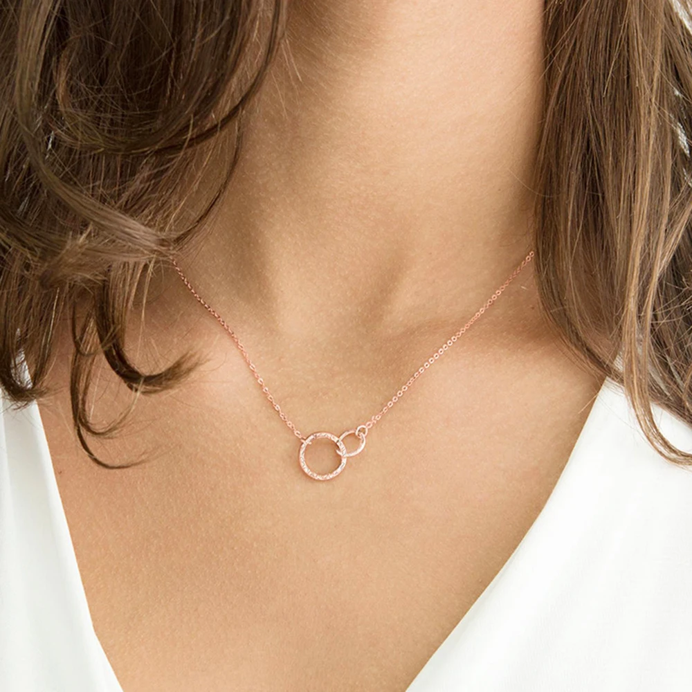 Collana Coppia Eternal Love - Pendente Anello In Acciaio Inox Per Lui E Lei, Regalo Ideale Per Fidanzati