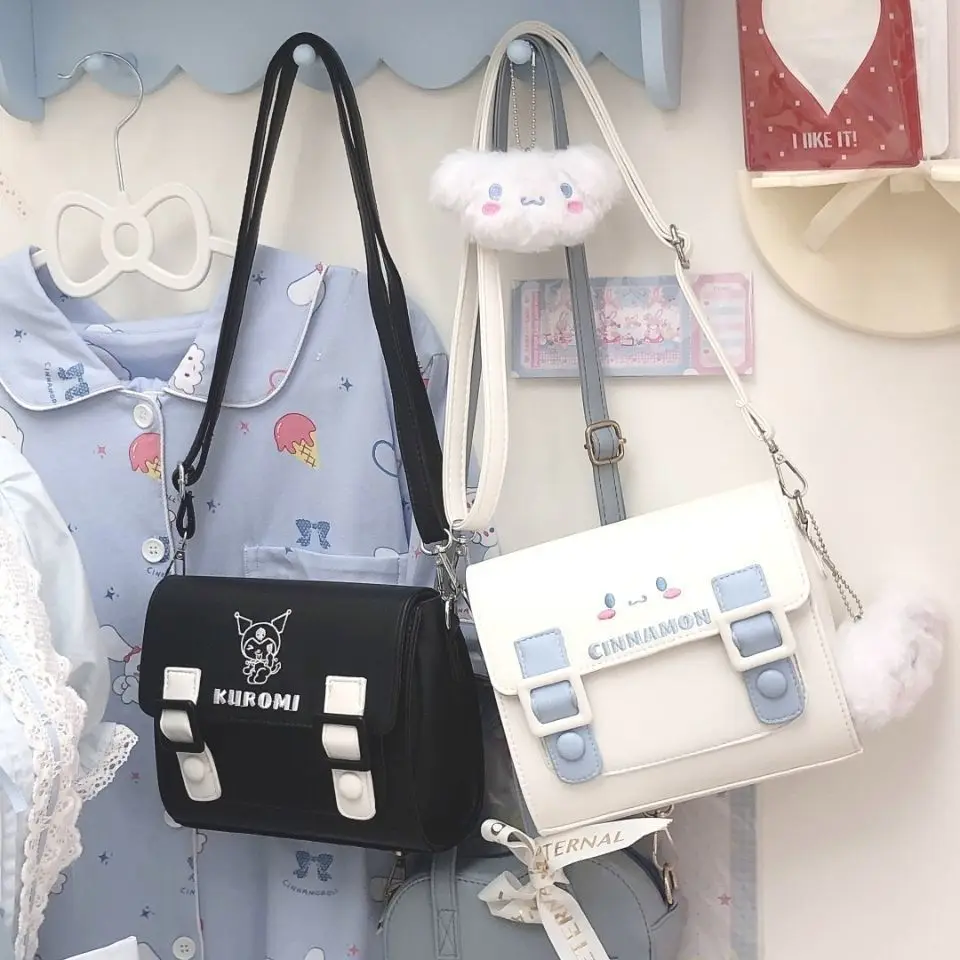 PU Handbag Sanrio PU Handbag HelloKitty Fashion Cartoon Bag Cinnamoroll Simple Crossbody Bag Outdoor Kawaii Shoulder Square Gift