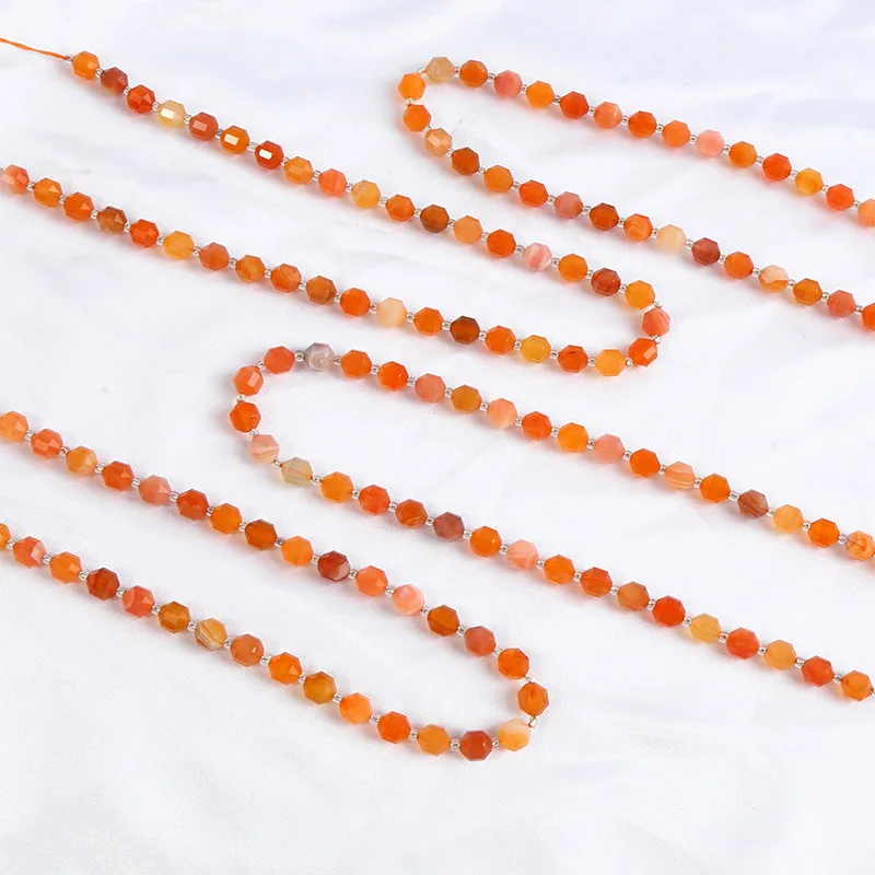 Natural Faceted Orange Persian Agates Stone Spacer Beads Loose Beads For Jewelry Making Diy Handmade Bracelet Accessories