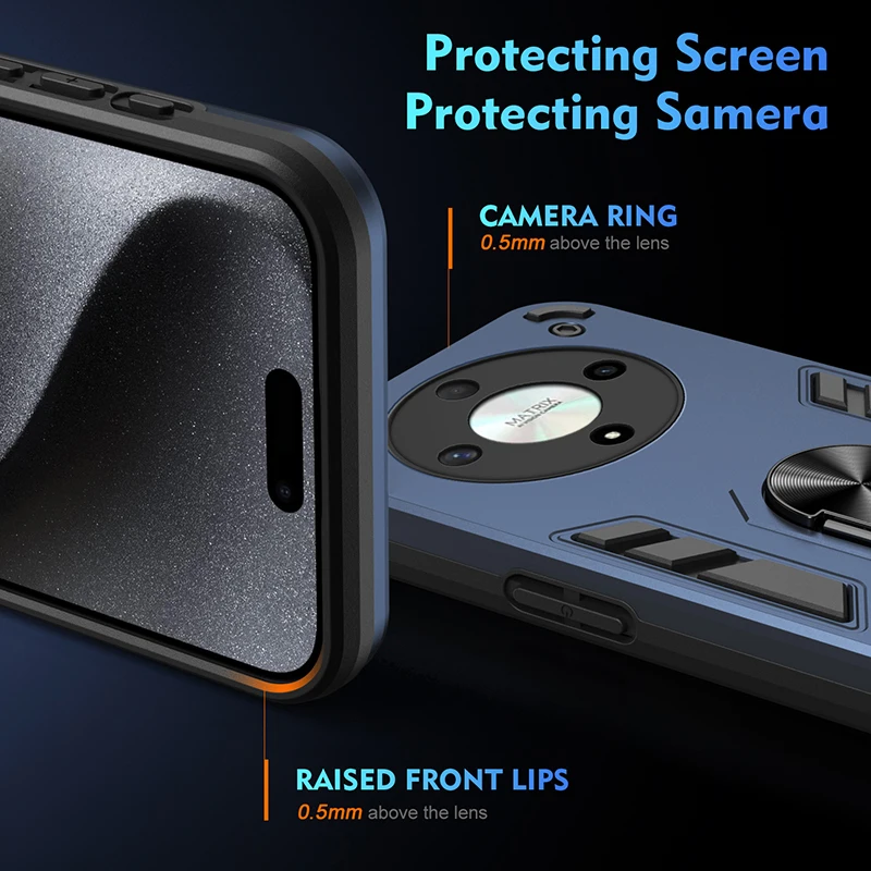 Luxury Armor Shockproof Phone Case with Magnetic Ring Holder