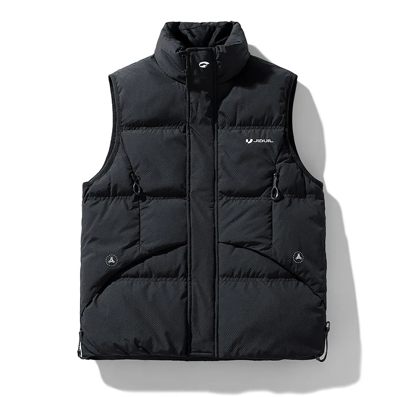 Men's Down Jacket Autumn Winter New Solid Color Simple Thickened Warm Outdoor Sports Stand Collar Coat Men's Sleeveless Jacket