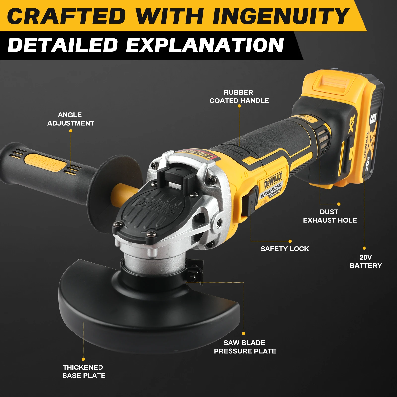 DEWALT DCG405 100/125mm 18V lithium battery brushless flat head angle grinder bare machine tool cutting machine 2