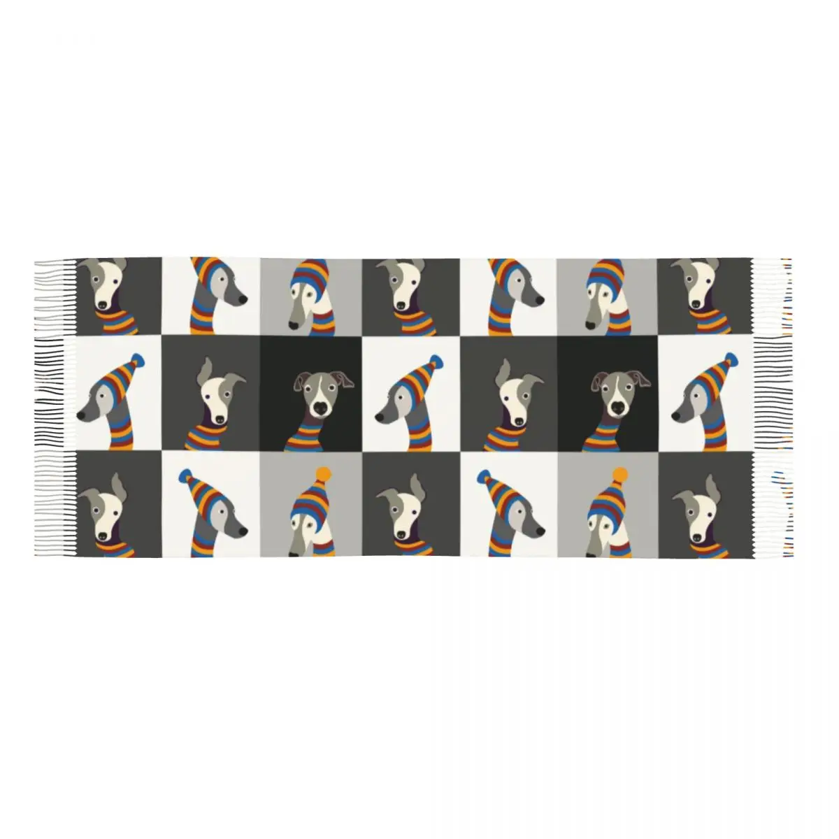 Funny Cartoon Greyhound Whippet Dog Tassel Scarf Women Soft Sighthound Hound Shawl Wrap Female Winter Scarves 5