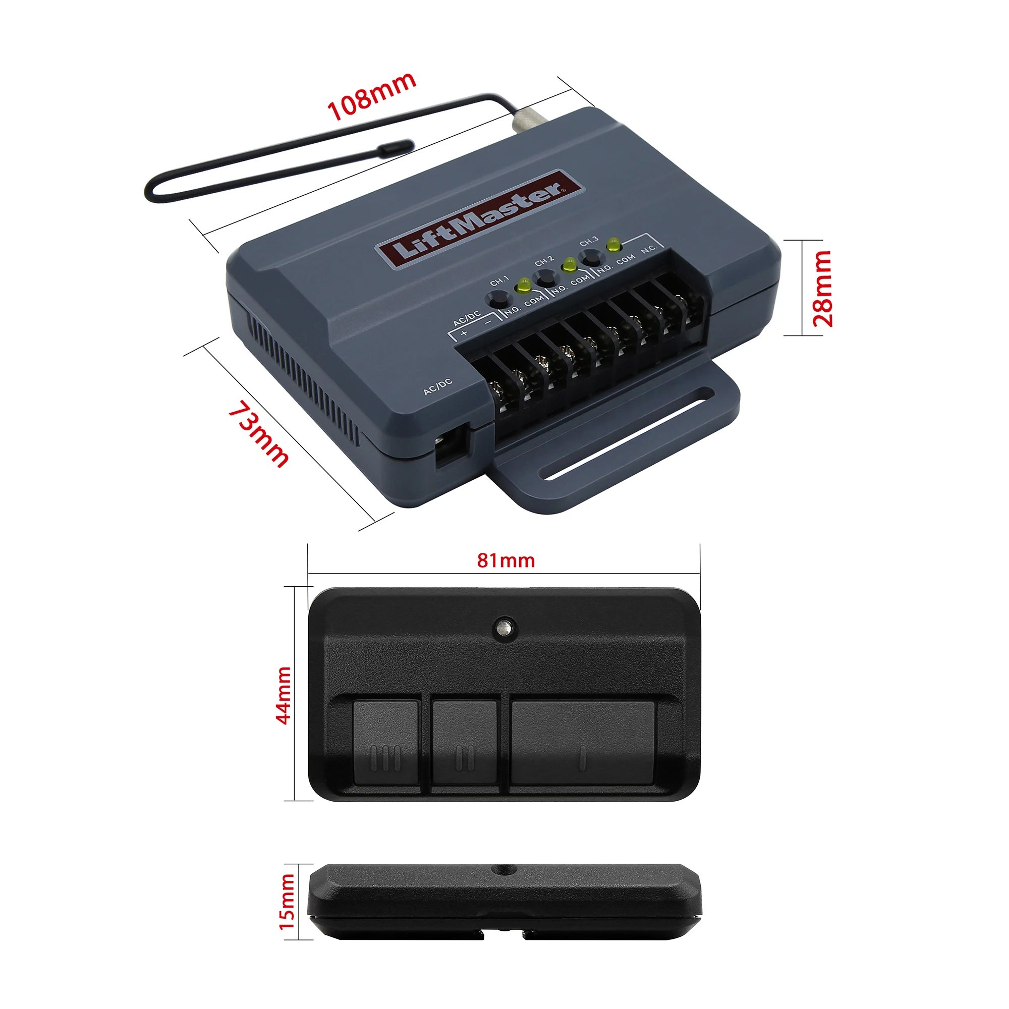 Universal Liftmaster 850LM gate and garage door opener Receiver with 12V charger and remotes, Compatible with 811lm,893lm 4