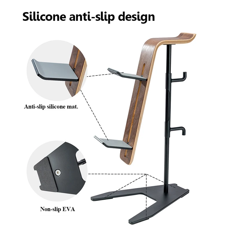  Multifunctional Headphones Stand Gaming Handle Holder Hanger Solid Wood+Meal Gaming Headset Desktop Bracket for PS5/PS4/XBOX