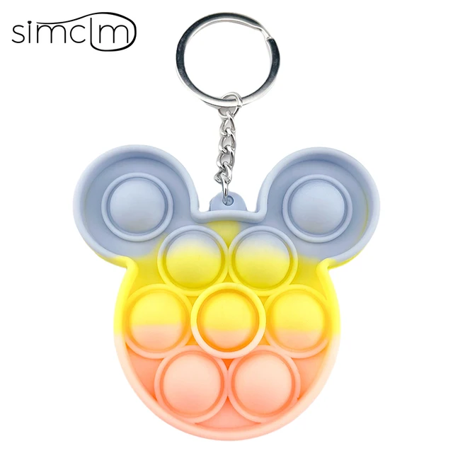 Mini Anime Push Keychain for Children Adult Sensory Trinkets Pop Bubble Among Us Key Ring Educational Cute Toy Anti-stress Funny G