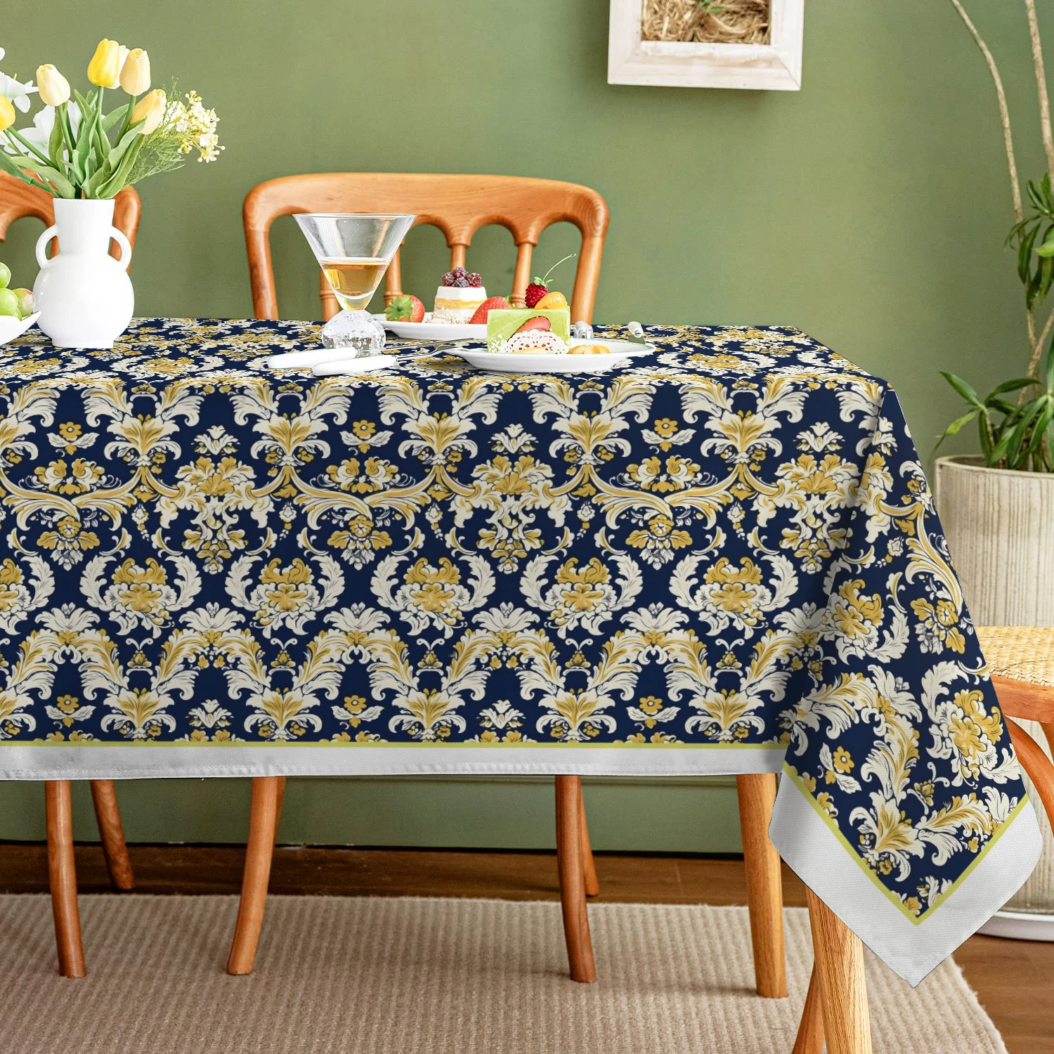 Plants European Waterproof Party Tablecloth Rectangle for Birthday Restaurant Wedding Decoration Kitchen Living Room Decor