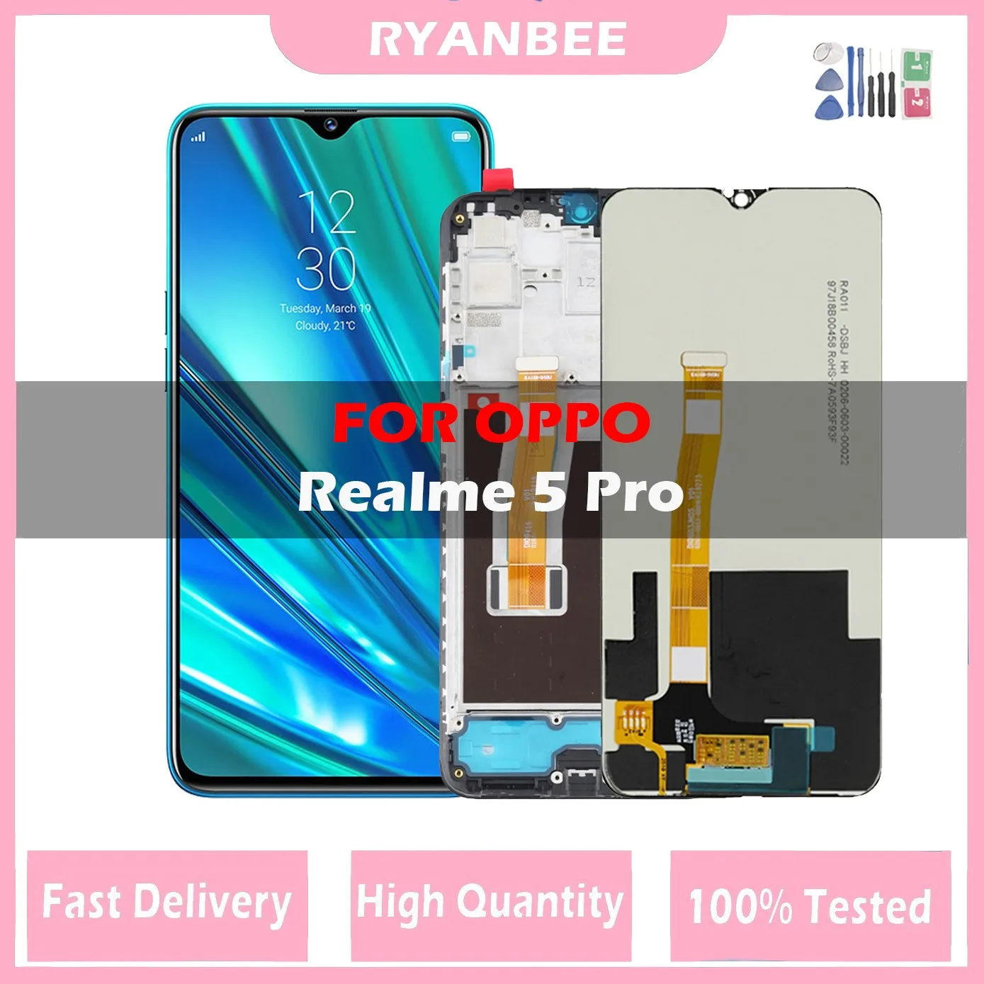 

100% Tested New LCD For OPPO Realme 5 Pro LCD Sisplay Touch Panel Screen Sensor Assembly For Realme 5 Pro RMX1971 Display Screen