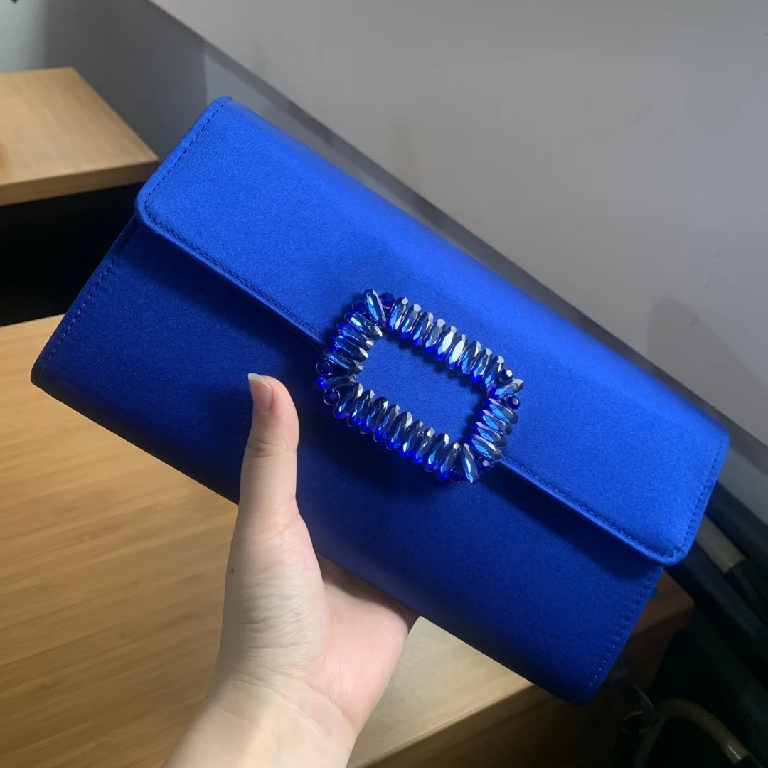 Royal Blue Handbag Donna Strass Pochette Femme Pochette Per Le Donne 2023 Flap Evening Party Bags Pochette Con Catena