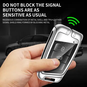 Custodia per chiave auto in pelle metallica Shell Fob per VW Volkswagen Passat B8 Magotan per Skoda Kodiaq Superb A7 per accessori per sedili - Custodia per chiave auto in pelle metallica Shell Fob per VW Volkswagen Passat B8 Magotan