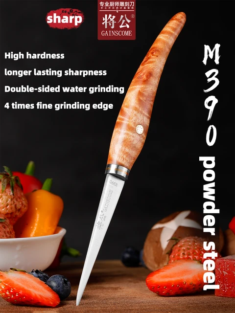 Kom Kom Carving Knife Set Stainless Steel for Fruit Vegetable Blade Sharp  Set 3