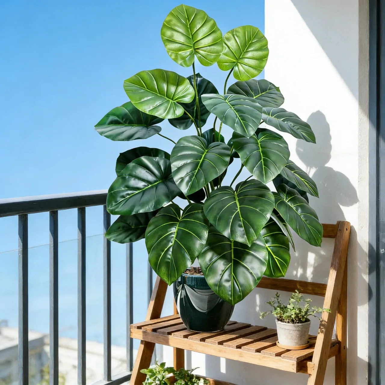 60-105cm Große Künstliche Palme Künstliche Monstera-Pflanzen Zweig Plastik Schildkrötenblätter Realistische Blätter für Heim- und Gartendekoration – Detail 1
