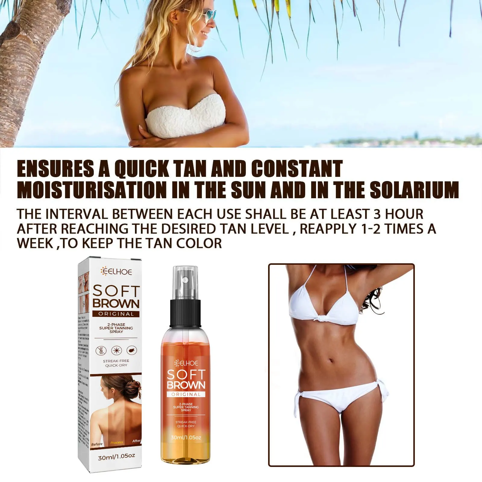 Spray acceleratore abbronzante intensivo Spray abbronzante Autobronzante Spiaggia estiva Bronzeramento a lunga durata Prodotti abbronzanti finti senza sole 4