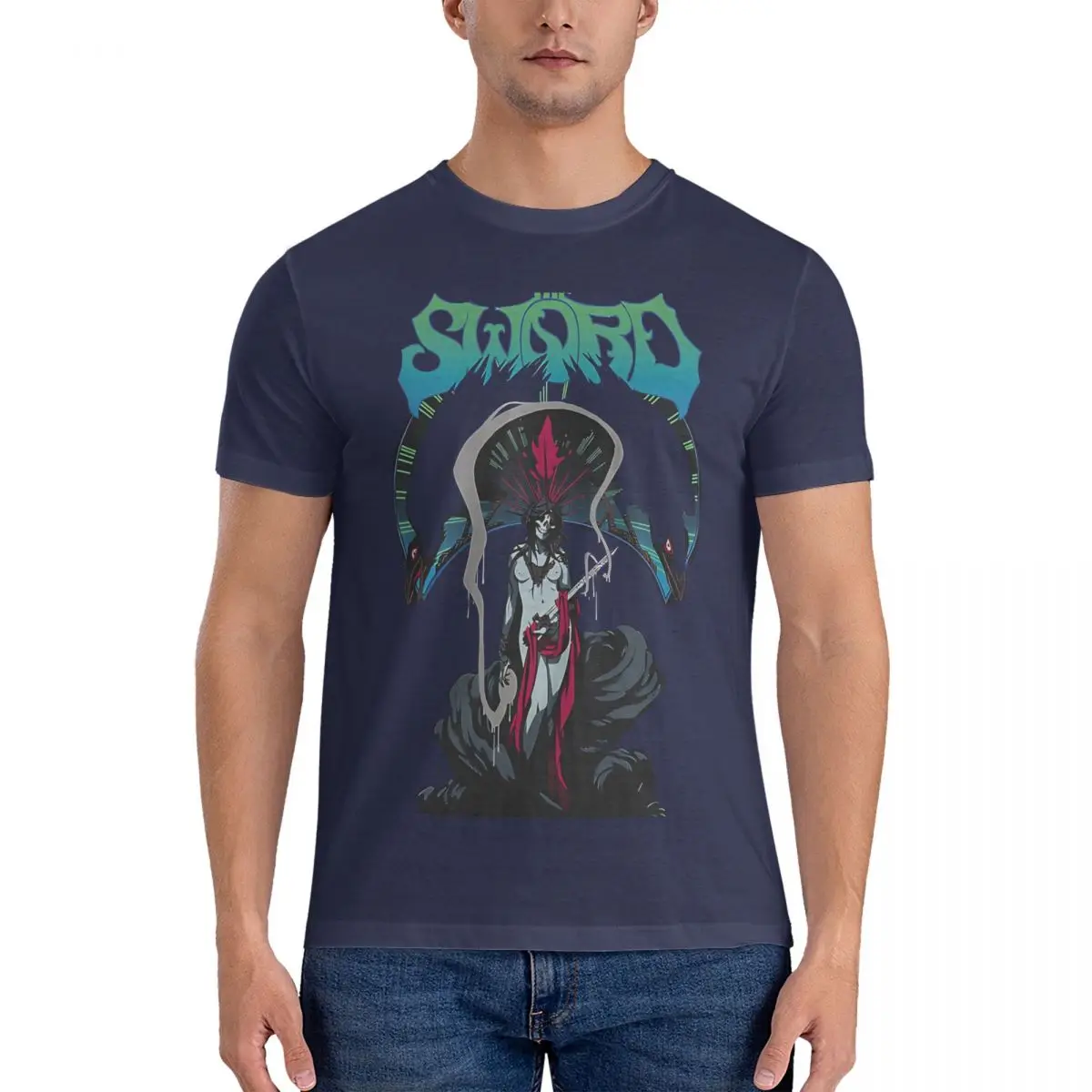 thumbnail image 1 of Camiseta musical para hombre, de algodón, de The Sword Band, informal, de manga corta y cuello redondo, para fiestas., 1 of 7