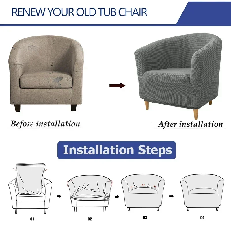 New Tub Armchair Sofa Cover Slipcover Home Decor Anti-dirty Warm Club Single Sofa Cover Elastic Chair Covers for Living Room 3