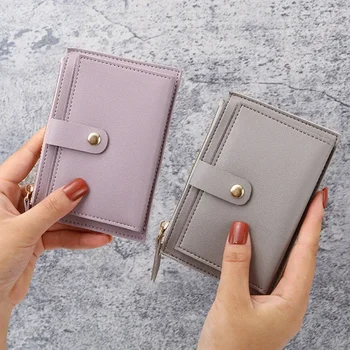 Women Wallets PU Leather Female Purse Mini Hasp Solid Multi-Cards Holder Coin Short Wallets Slim Small Wallet Zipper Hasp - Image 1