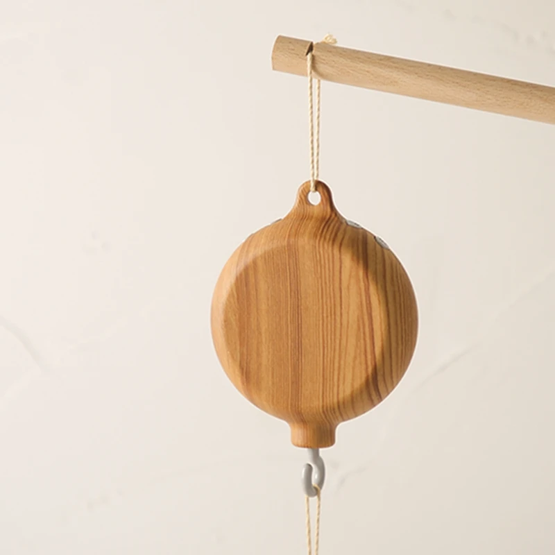 Campanello per lettino, carillon, giocattoli appesi, venature del legno 360 ° Scatola musicale mobile per culla rotante per neonato da 0 a 12 mesi, sonagli per bambini - immagine 5