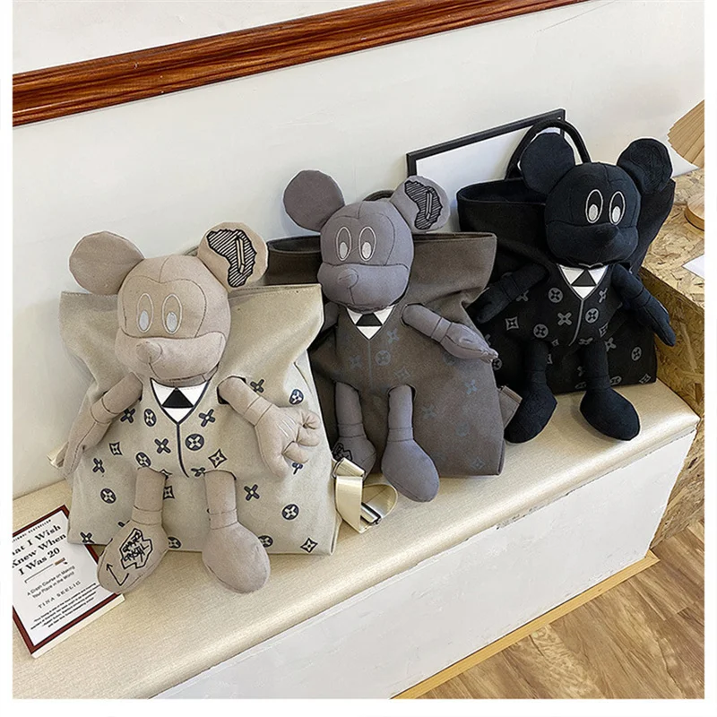 

Disney'S New Mickey Cute Durable Canvas Backpack Celebrity Same Mickey Big Bag Handheld Large Capacity Student Casual Backpack