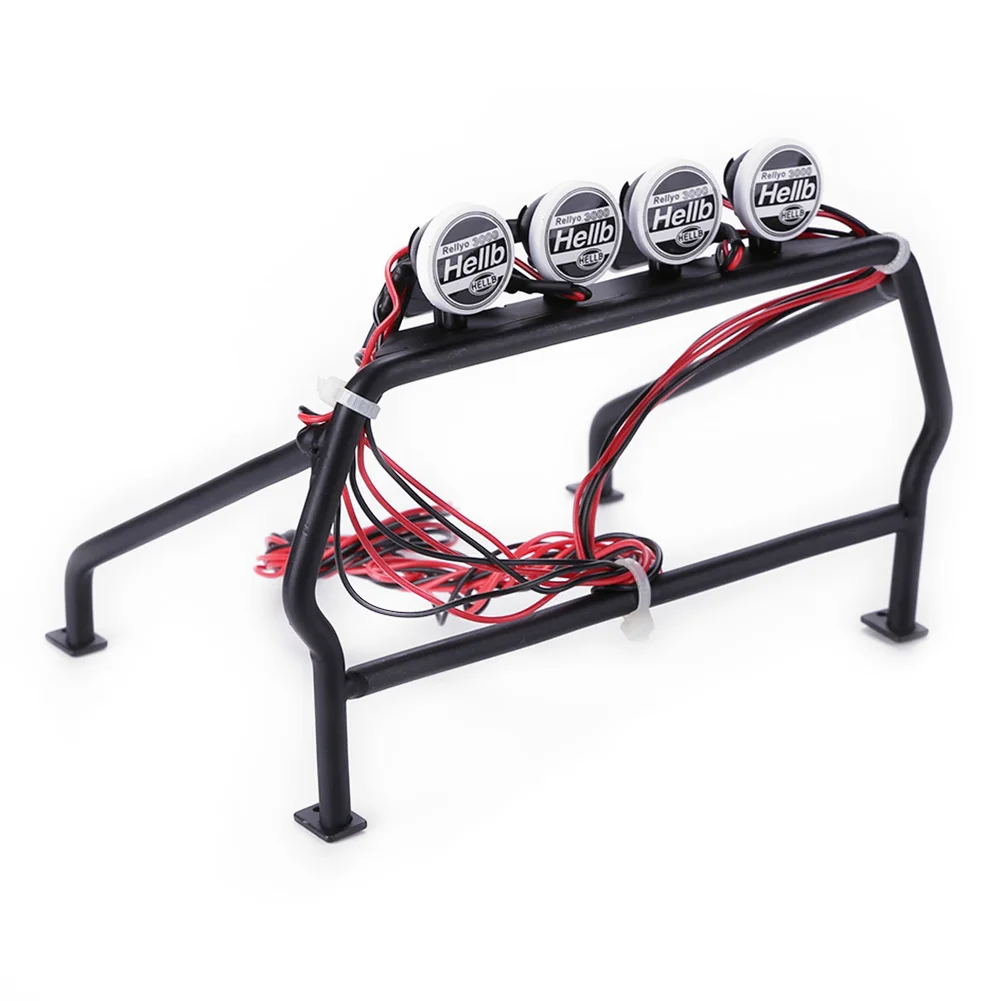 6개의 LED 조명이 있는 금속 롤 케이지 버킷 RC4WD 1/10 TF2 원격 자동차 액세서리용 금속 RC 자동차 롤 케이지 버킷