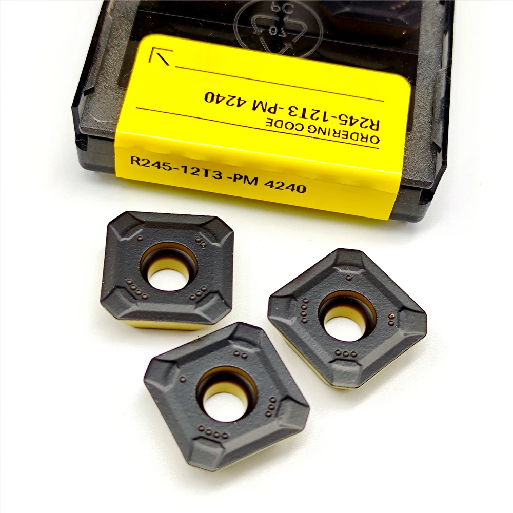 

New Box High Quality Hard Alloy Blade R245-12T3 PM 4240 CNC Cutting Metal Milling Cutter Turning Tool Lathe Carbide Insert