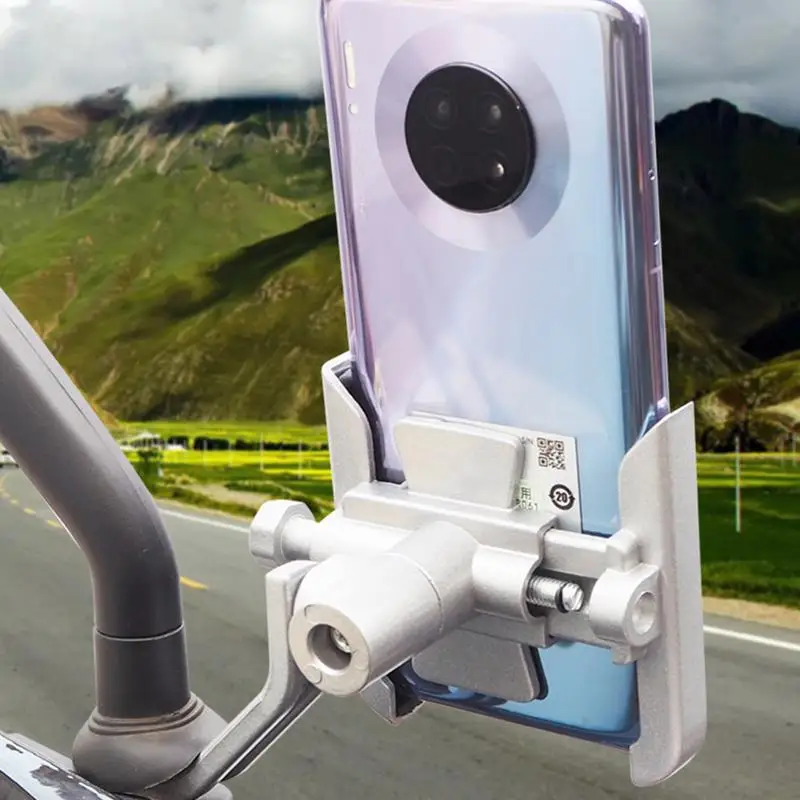 Scooter Phone Holder Aluminum Alloy Rotatable Phone Mount Motorcycle Shock-Proof Phone Mount Anti-Shake Phone Support For