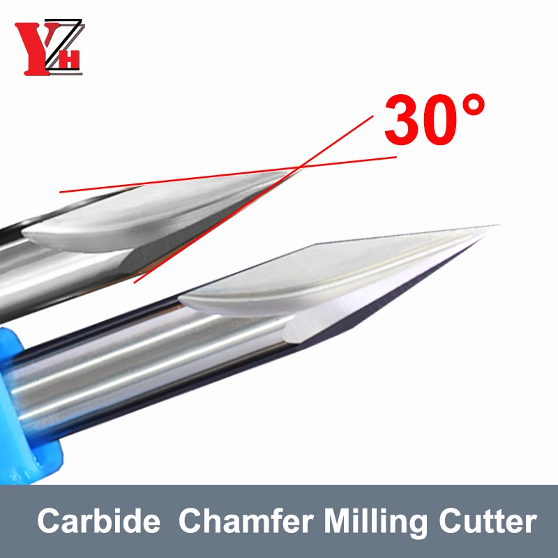 YZHCarbideAluminumChamferMillingCutter30DegreeHRC55Countersink