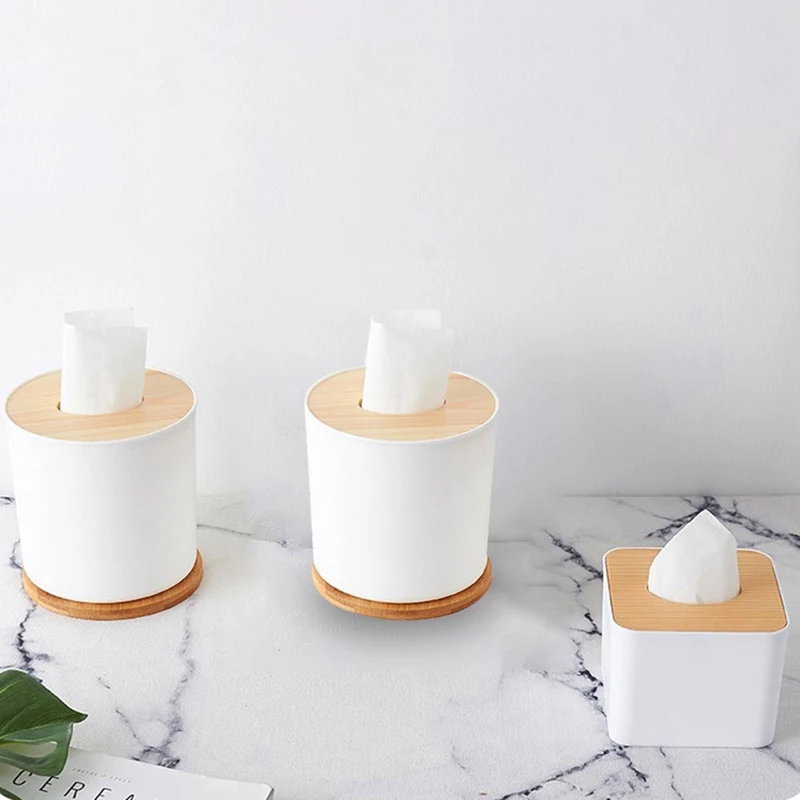 Wooden Tissue Box Napkin Holder Cover Toilet Paper Handkerchief Case Solid Simple Stylish Wood Home Car Wipe Organizer Container 3