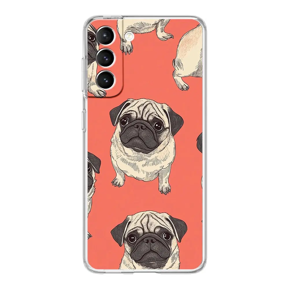 Black Pug Close-Up Design Soft Clear Phone Case