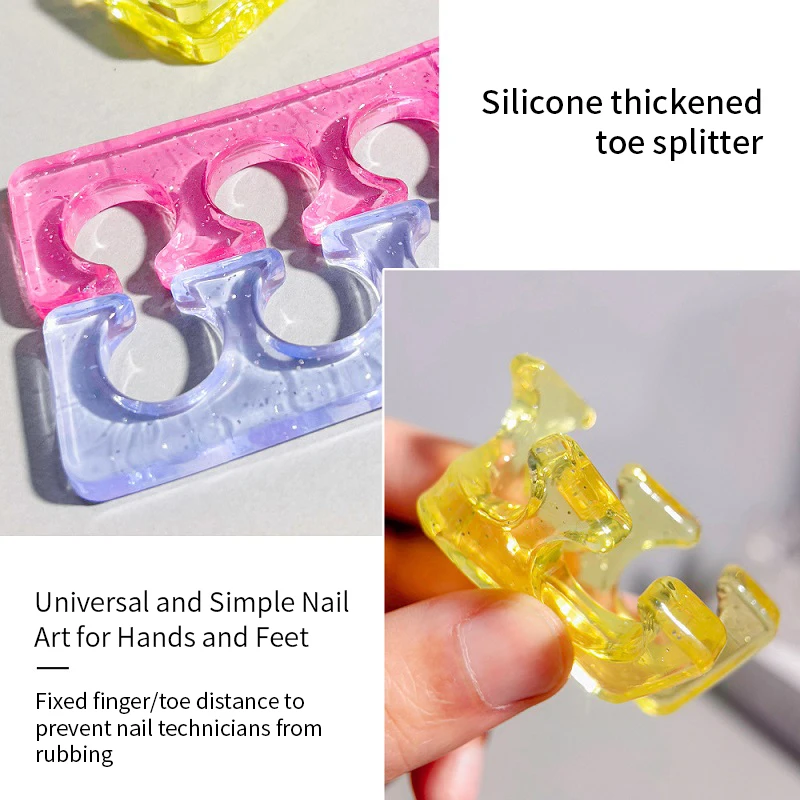Soft Silicone Finger Toe Separator 6 Colors Flexible Finger Toe Spacers for Nail Polish Pedicure Tools 2pcs (1pair) toe separators