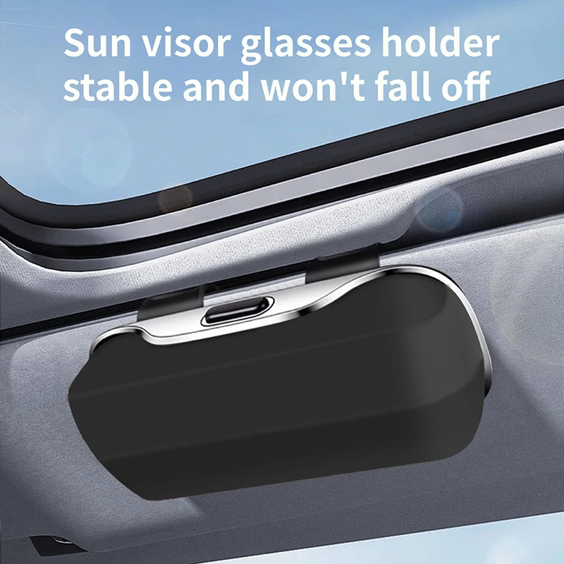 Universal clip-on car sunglasses holder sun visor eyeglass case soft-lined anti-scratch durable ABS fits all vehicles