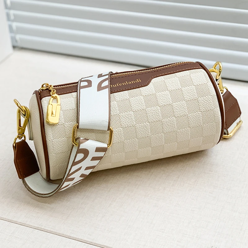 HighQualityLeatherShoulderMessengerBagForWomenFashionCylinder