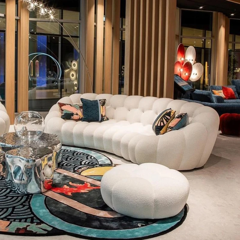 French Rococo Italian Bubble Sofa Modern Cream Style Designer Curved Art Sofa Living Room Luxury Furniture Creative Design Style