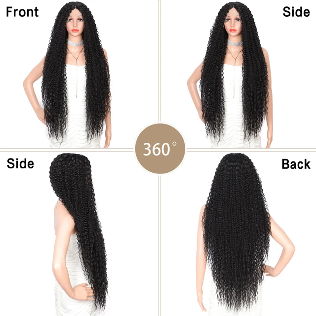Kalyss Super Long Lace Front Curly Wigs For Women 38 Inches Deep Wave Wigs With Natural Hair Line Synthetic Lace Wig 5