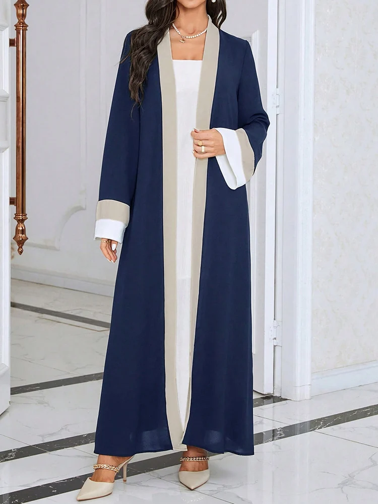 Moroccan Kaftan Corban Eid Al Adha Loose Robe Oversized Arab Dubai Cardigan Muslim Fashion Solid Long Sleeve Open Abaya