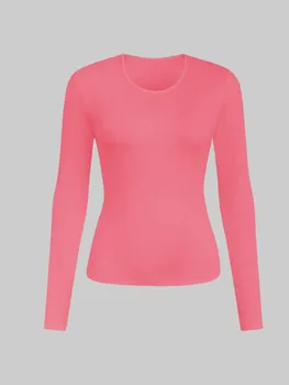 New autumn and winter fashion women's round neck long sleeve plus size women's clothing top 1