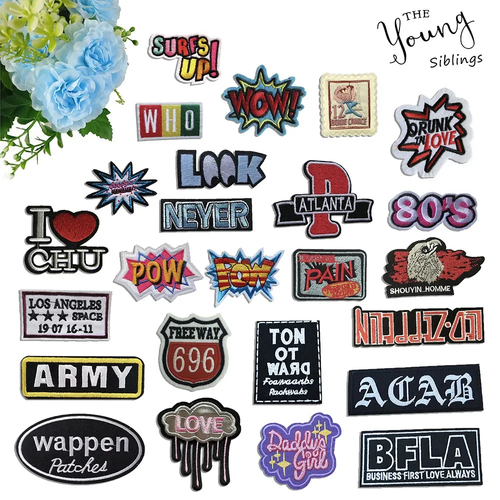 

Вышивка с английскими буквами, бейдж с термоплавким клеем для глажки, оптовая продажа, 100 штук, нашивка «сделай сам» для шитья