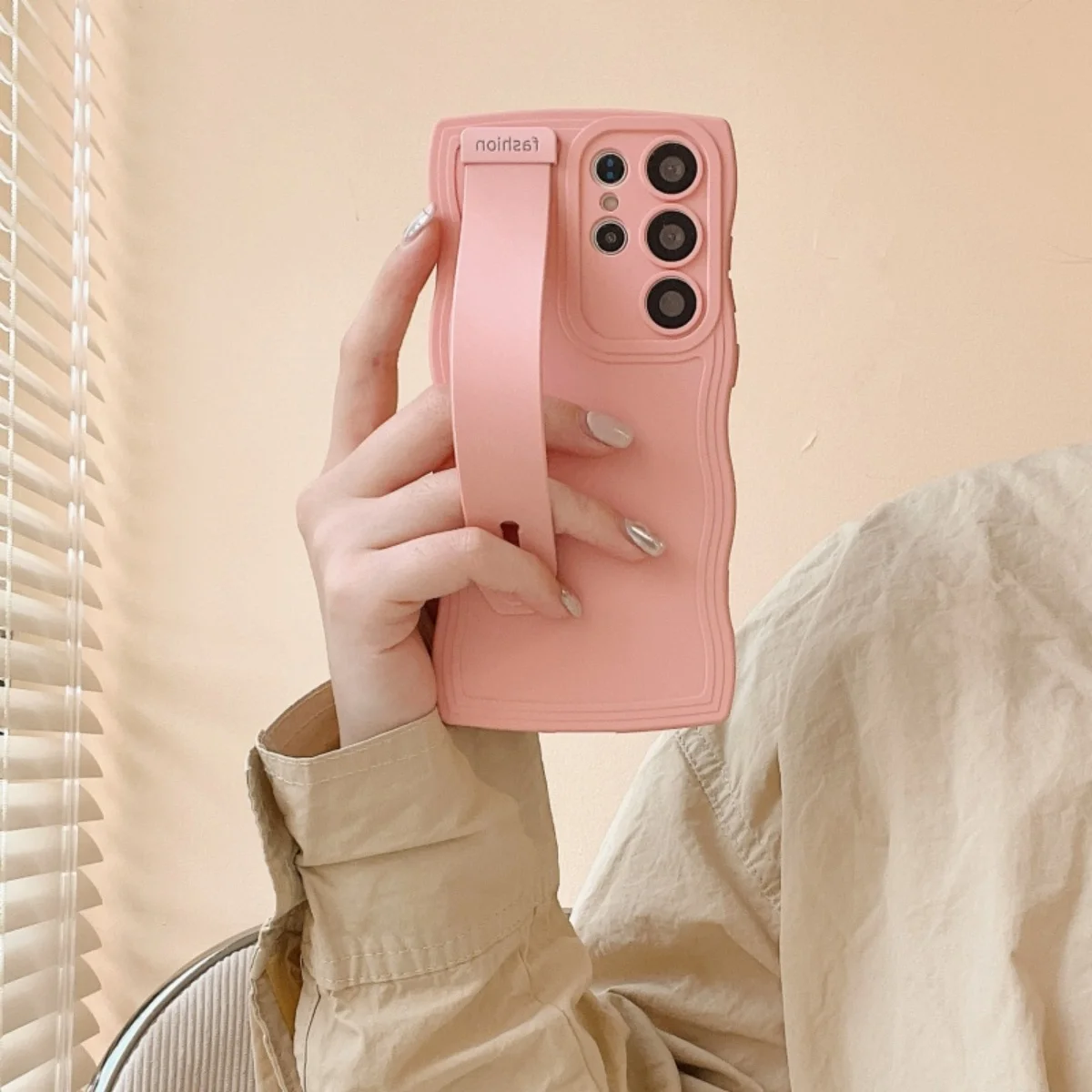 Wave Wrist Strap Silicone Stand Phone Case