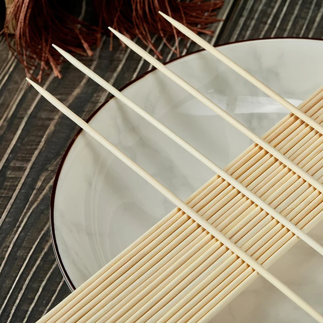 100Db Bambusz Fa Grillezés Rövid Nyárs Étel Hús Eszköz Barbecue Buli Diy Eldobható Öko Botok Vendéglátó Grill - Image 4