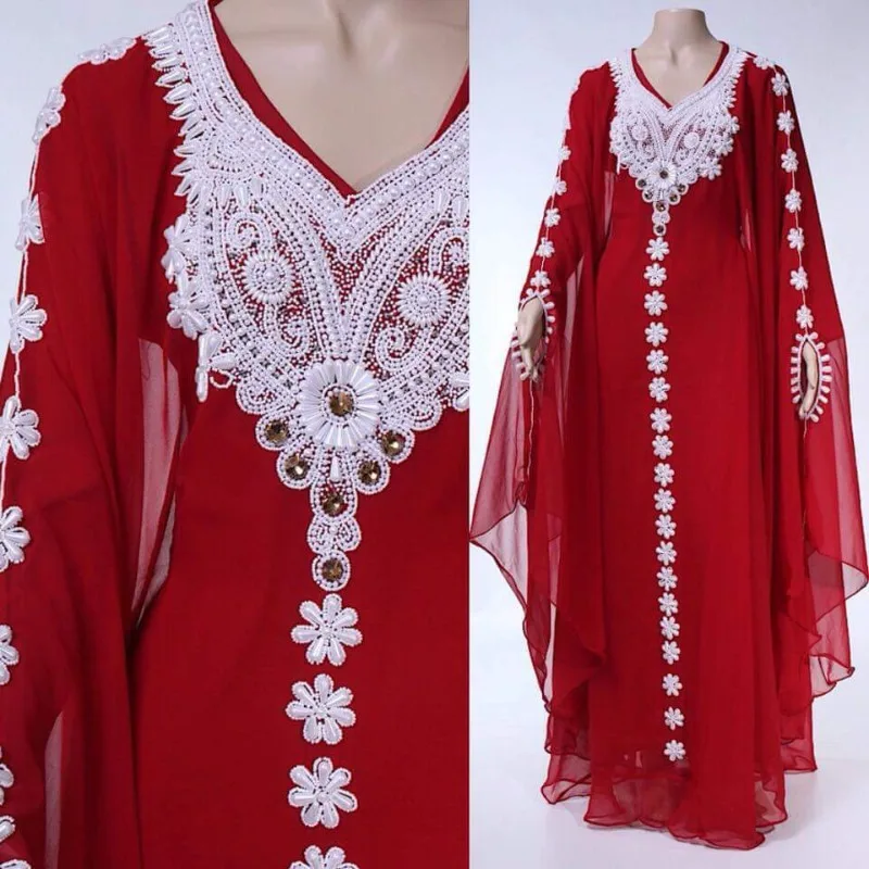 Maroon Farasha Kaftan Fancy African DubaiI Abaya Caftan Fashion Trends