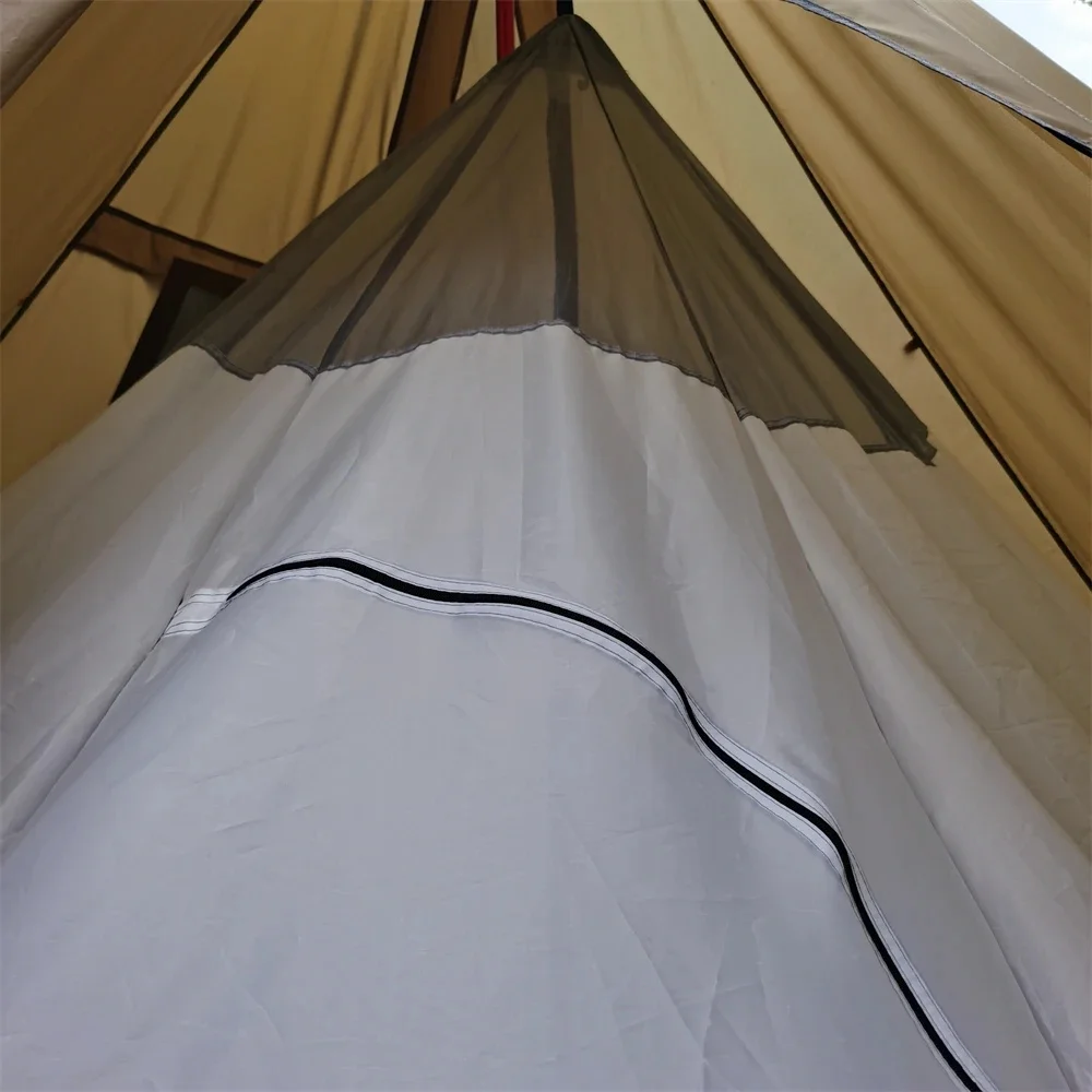 Camping Inner Tent 2-3 Person Outdoor Ultralight Pyramid Tent Inner Tent Rodless Portable Four Seasons Teepee