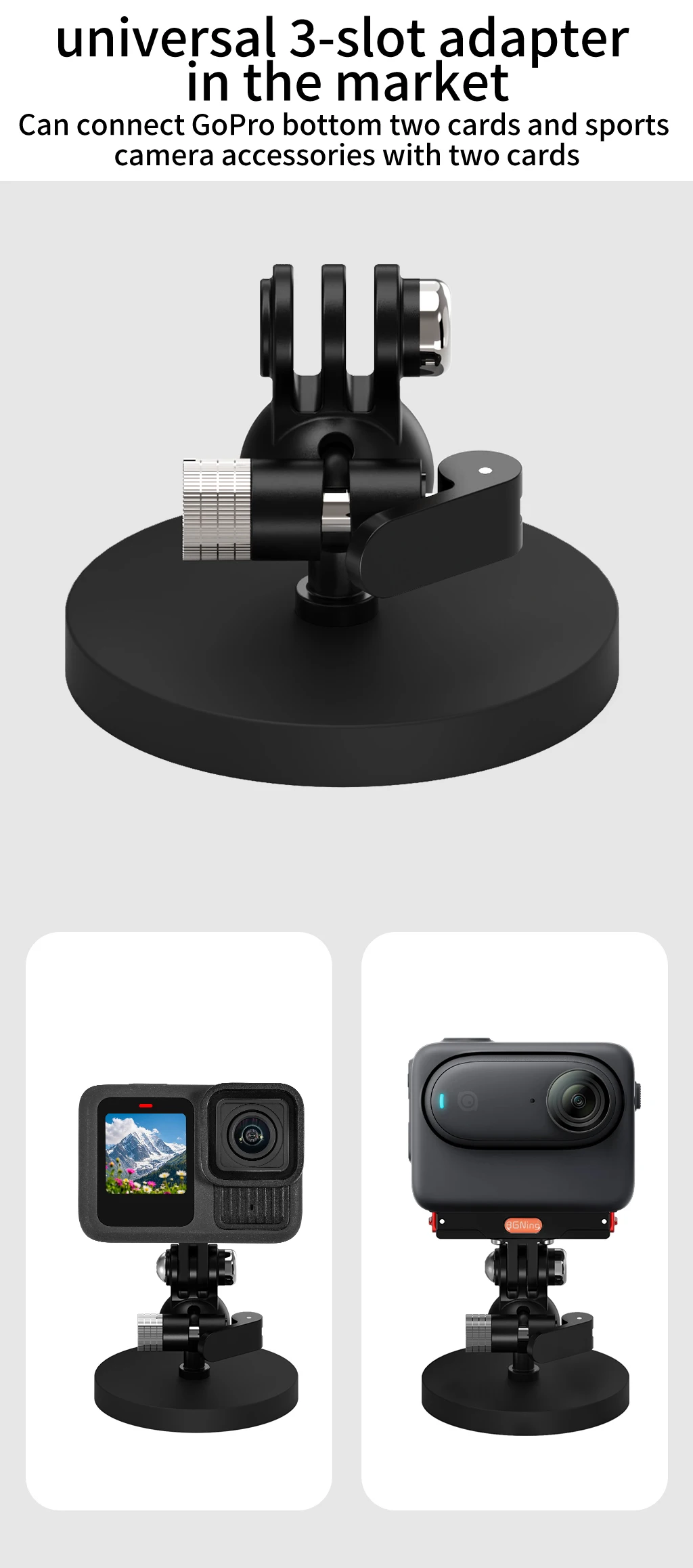 One Click Lock Stativadapter 17 mm Kugelkopf D66 Magnetfuß 360 drehbare Dämpfung für GoPro 13 Insta360 X5 DJI Action Kamera – Detail 6