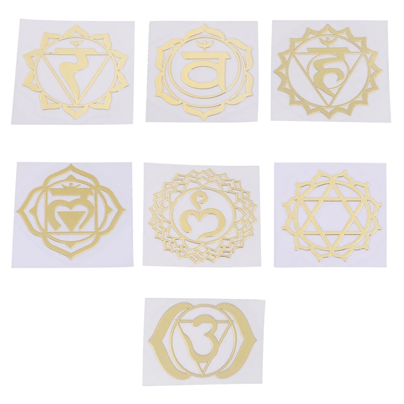 7 Pcs Sacred Geometry Metal Stickers Delicate Flower of Life Chakras Stickers Pyramid Art Resin Filler Supplies 7 chakras wooden crystal pendulum board lotus energy stone base yoga meditation altar wicca witchcraft supplies decorative board