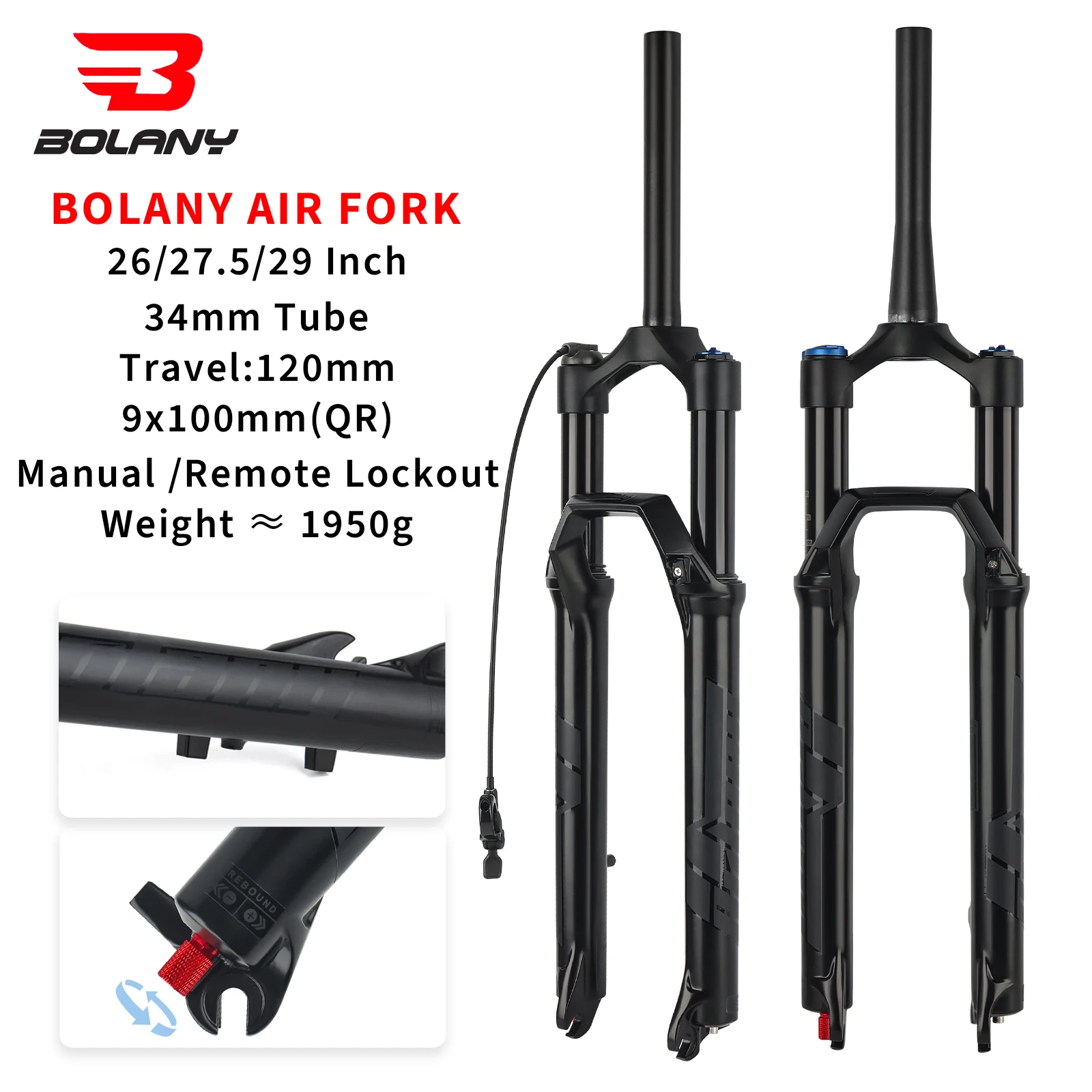 BOLANY 34mm Damping MTB Bicycle Front Fork XC Superior Shock