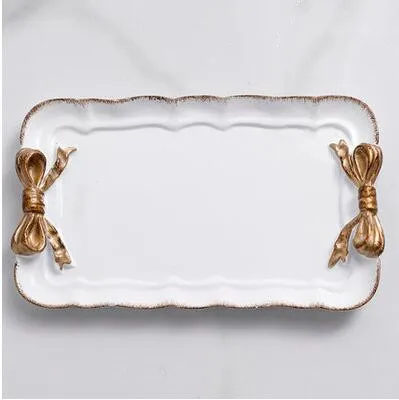 thumbnail image 1 of Bandeja de resina con forma de lazo para guardar joyas, estilo europeo, plato decorativo para postres, dulces, frutos secos, aperitivos, organizador de maquillaje, decoración del hogar, 1 of 5